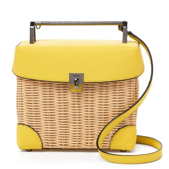 Botkier Handbags - Botkier Lennox Lunchbox Wicker Crossbody - Yellow/Gunmetal